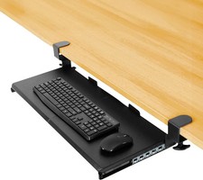 Under Desk Keyboard Tray Slide Out 27in, 31in Wide w/ C-Clamp, Black 💎