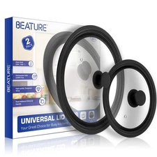 Universal Tempered Glass Lid - 2 Pcs, Silicone Rim, Fits 6" - 12" Diameter Co...