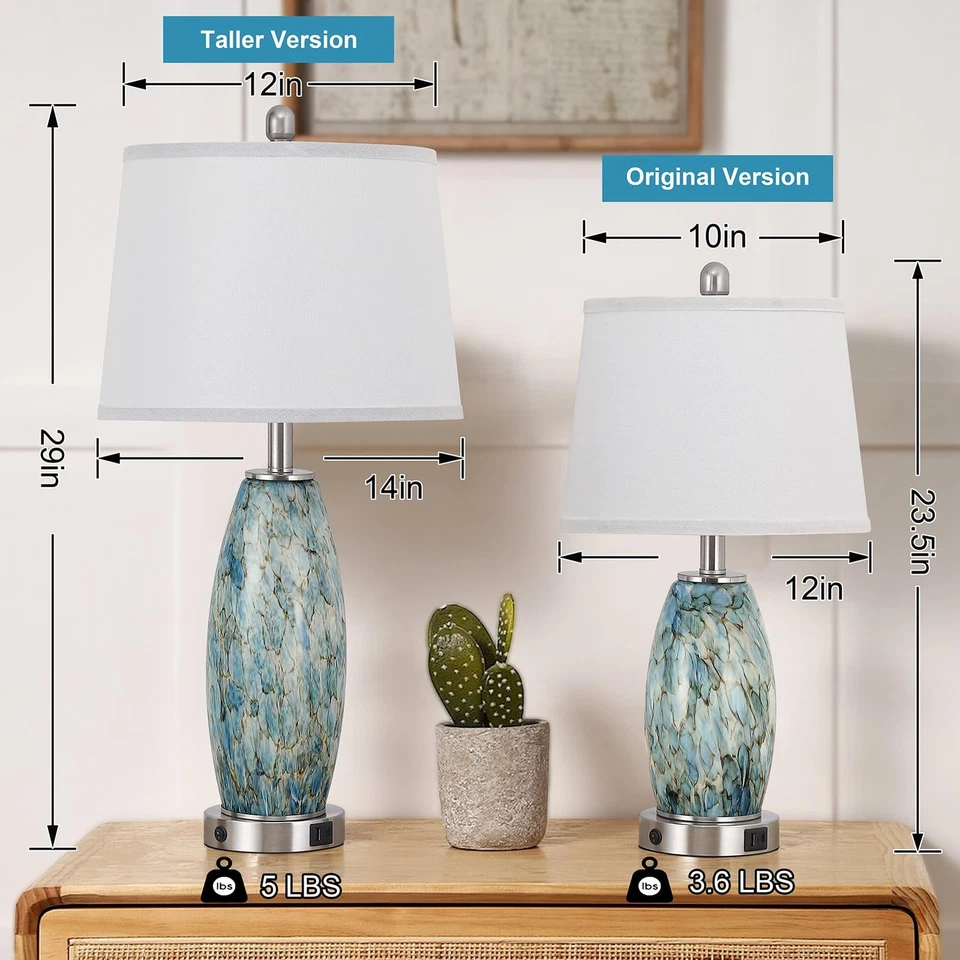 Conjunto de 2 abajures de mesa 29" lâmpadas modernas de luz noturna para quarto com porta USB-C e A - Imagem 2 de 4