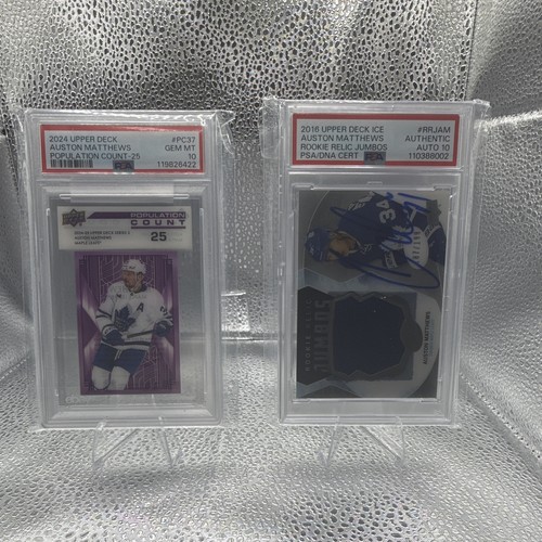 Upper Deck Ice Auston Matthews 2 Card Lot PSA/DNA Auto Population Count-25 RRJ