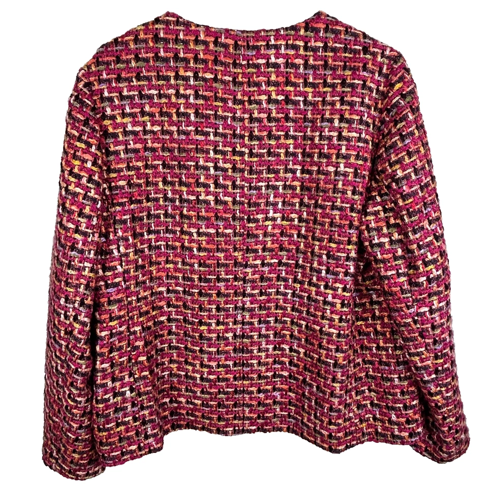 NUEVO CON ETIQUETAS Chico's Color Pop Tweed Chaqueta Blazer Rosa Multi Manga Larga Tejido talla 3 16 Foto 4 de 4