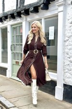 ZARA WOMAN FW25 BROWN BELTED PLEATED MIDI CHIFFON DRESS 4387/225 NWT SIZE S, M