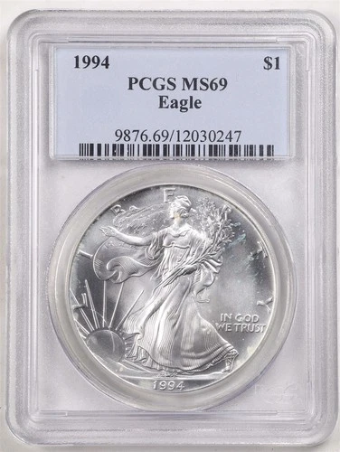 1994 1oz Silver American Eagle MS69 PCGS 12030247
