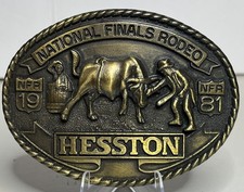 1981 HESSTON VINTAGE National Rodeo Finals BELT BUCKLE 100 AUTHENTIC  LOOK 