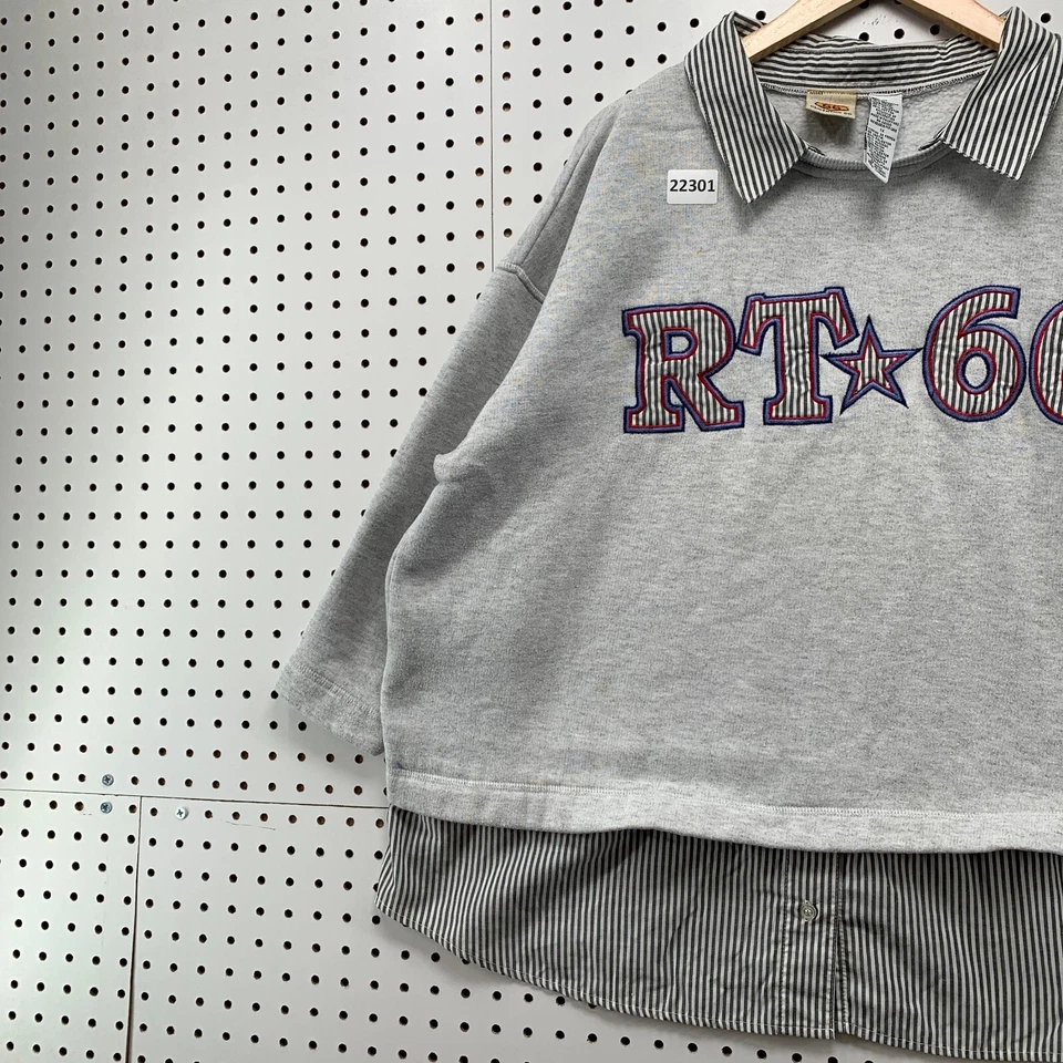 Sudadera Vintage Route 66 Cuello Gris Mujer Talla Grande 1X 27.5x30 Pullover Foto 3 de 4