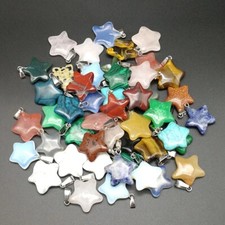 Wholesale Natural Mixed 50pcs Star Stone Pendants 20x20mmfor Jewelry Making GQ