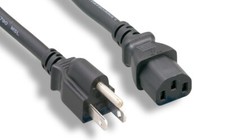 Power Cord Nema5 15p Iec320 C13 Svt 18awg 10A 125V Black 20FT. AC Power NEMA IEC
