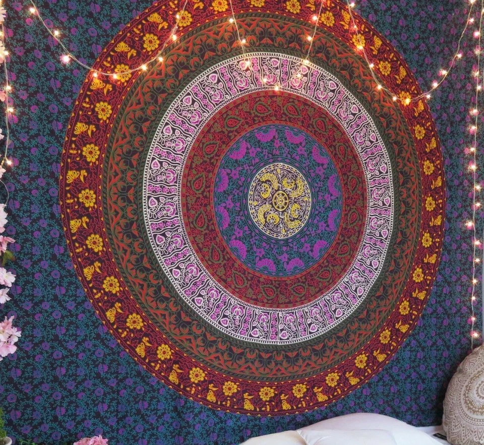 Colcha de pared mandala reina tapiz indio bohemio hippie decoración  Foto 2 de 4