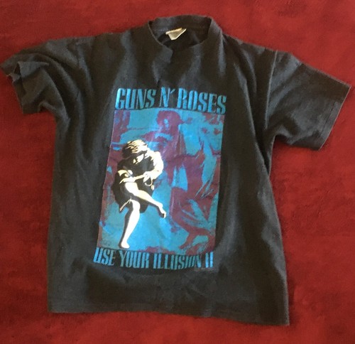 T-shirt Vintage Guns N' Roses 1991 - Tour Use Your Illusion - Taille L - Coton - Très Bon état
