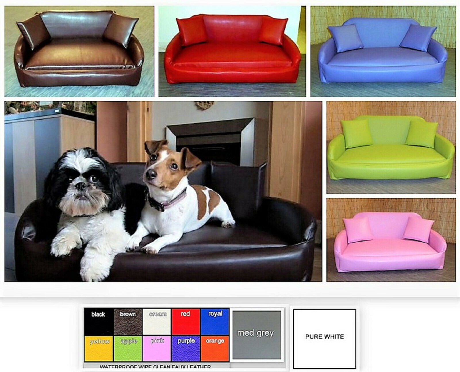 L Zippy Faux Leather Sofa Dog Bed 5, How To Wipe Clean Leather Sofa