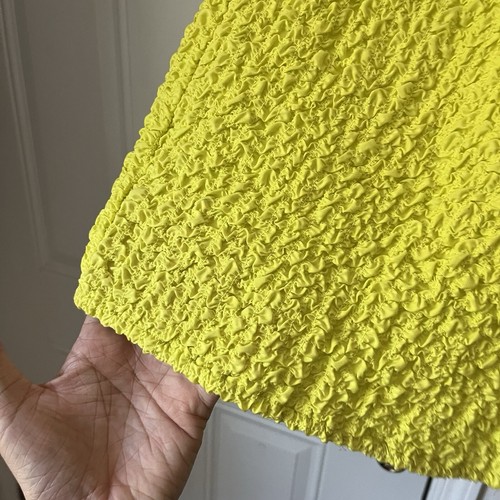 NWT SILK LAUNDRY neon green yellow cotton silk popcorn scrunch sleeveless mini - Picture 3 of 7