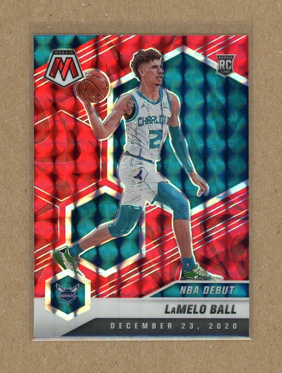2020-21 Panini Mosaic Lamelo Ball NBA Debut Reactive Red Prizm #262 Rookie RC