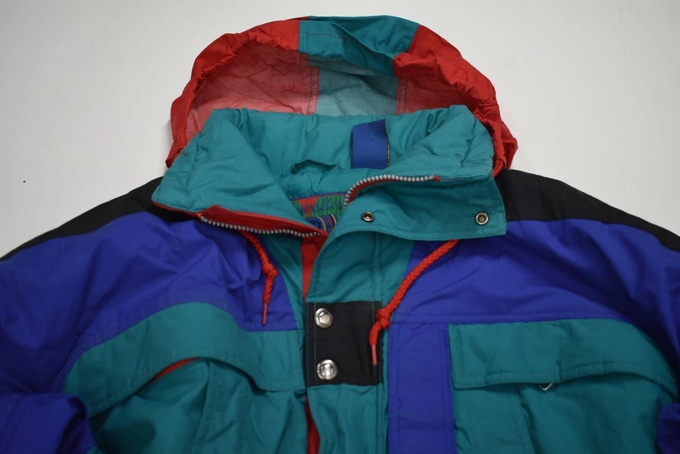 De Colección St Johns Bay Mujer Bloque de Color Aislado Cremallera Plegable Capucha Puffer Chaqueta S Foto 3 de 4