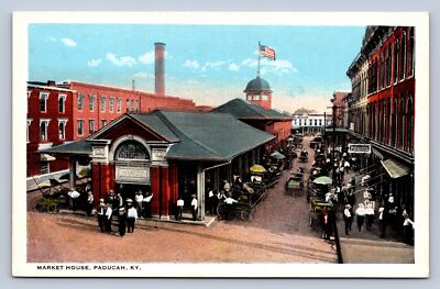 JH6/ Paducah Kentucky Postcard c1910 Market House Crowd People 267
