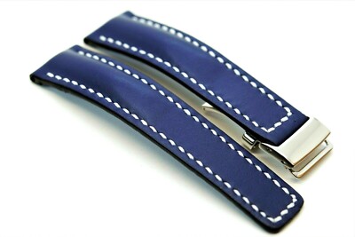 fits Breitling Navitimer watch Strap 22/24mm Leather HANDMADE Band Buckle Clasp