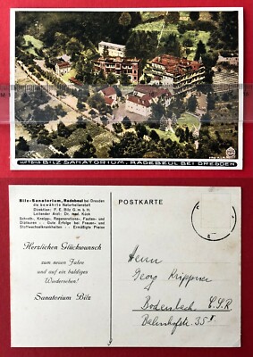 Walter Hahn Photo Postcard No. 10399 Radebeul 1939 Aerial Photo Bilz Sanatorium (106750