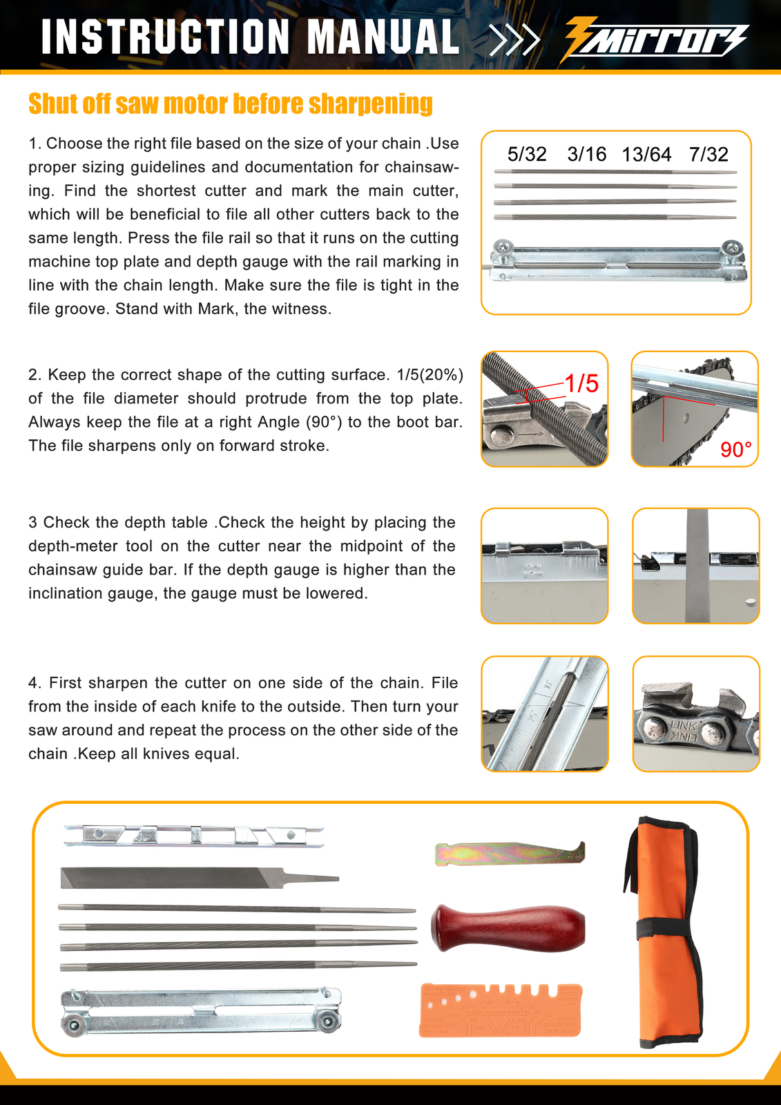 11PCS Chainsaw Sharpening File For Stihl Filing Kit Chain Grinding Saw ...