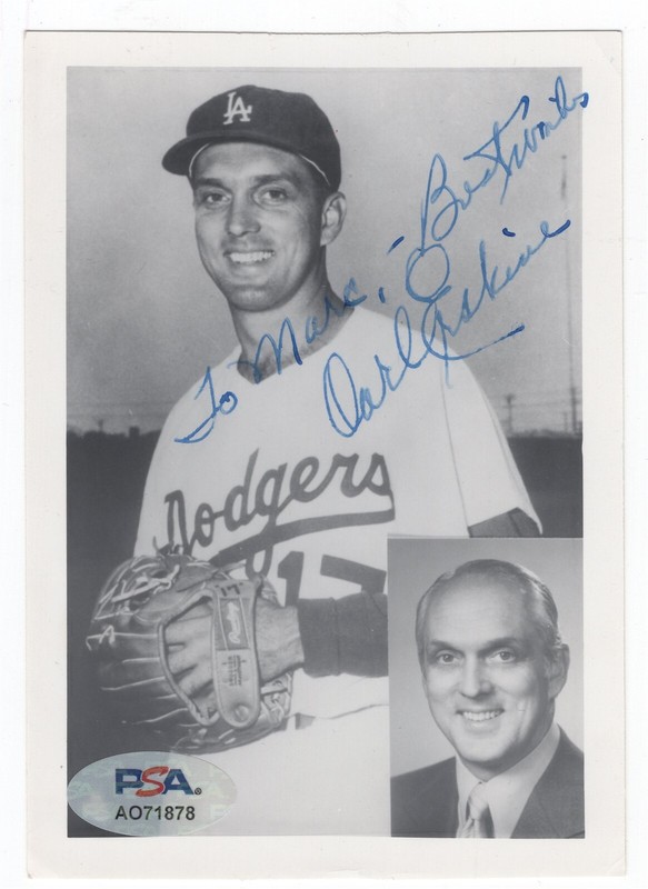 CARL ERSKINE Signed Photograph POSA/DNA BROOKLYN DODGERS