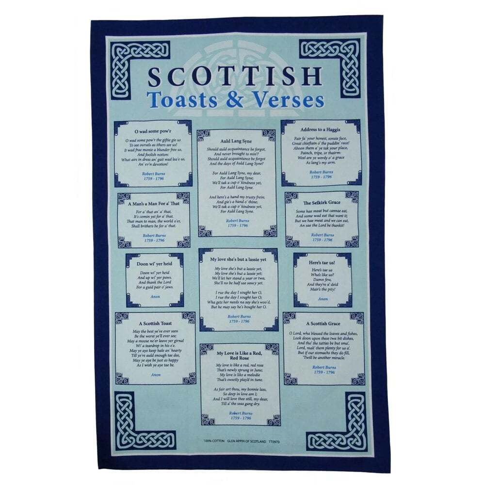 Glen Appin of Scotland Scottish Toasts & Verses Cotton Tea Towel TT0970