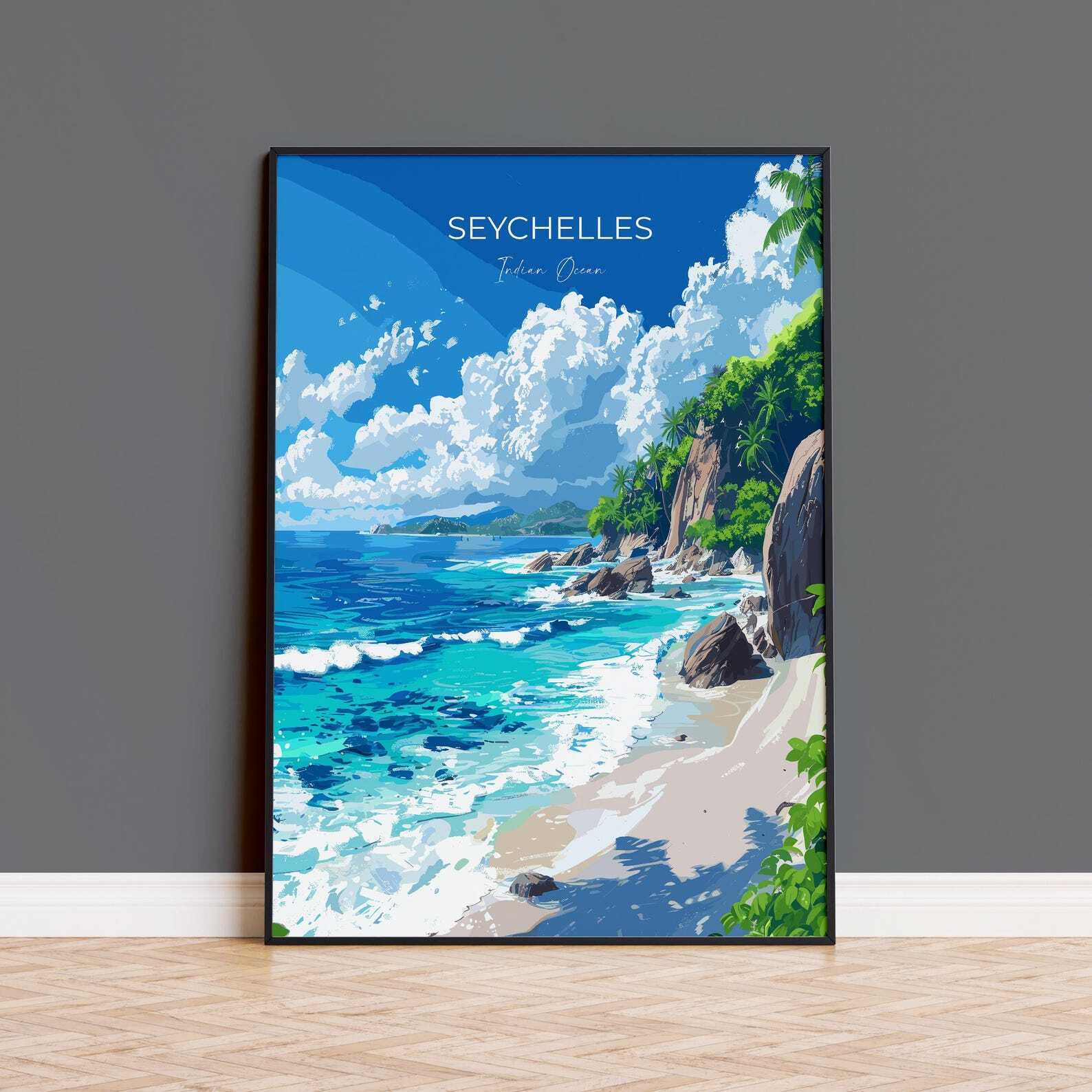 Seychelles Travel Poster Wall Art Travel Print Of Seychelles Indian Ocean