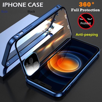 Für iPhone 12 Pro Max 11 XR X 8 7 Doppelseitige Fall Anti-Peep Glas Abdeckung