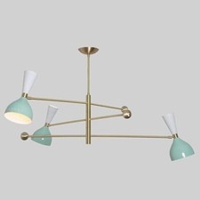 Stilnovo italienischer Stil 3-armig 6 Leuchten modern Messing maßgefertigte K...
