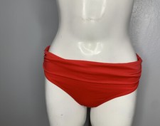 NWOT Tropical Escape Swim Bikini Bottom Coral Red Fold Over Swimwear Plus Sz 16