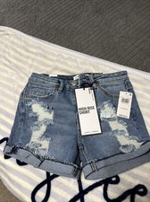 NWT Women's ALMOST FAMOUS High Rise Jean Shorts Size 1 Super Cute