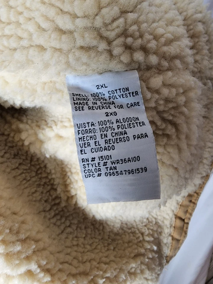 Chaleco Wrangler Hero Hombres Trucker 2XL Sherpa Forrado Marrón Pana Invierno Clima  Foto 3 de 4