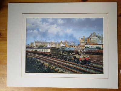''A Garden View'', Cardiff, Malcolm Root Eisenbahn Gemälde montiert Exlibris