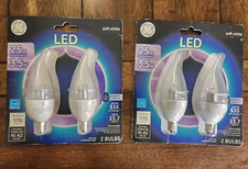 4 LED CAC Dimmable Candelabra Flame Tip Decorative Light Bulb GE Soft White 25w