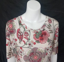 ELEGANCE 2-Teiler Rock Bluse 38/40 Komplett Kurzarm Rosa Weiß Blumen Viskose