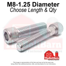 M8-1.25 Class 12.9 Coarse Socket Head Cap Screws Zinc Clear(Choose Length & Qty)