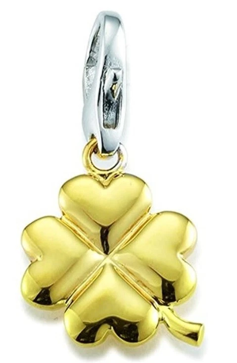 GOOIX CHARM Silber 925 vergoldet Charms Anhänger Kleeblatt Karabiner silber 114