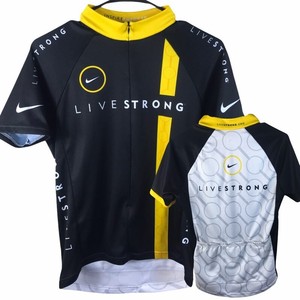 Download Nike Mens Cycling Jersey Yellow Black Live Strong Zip Mock Neck Short Sleeve M | eBay