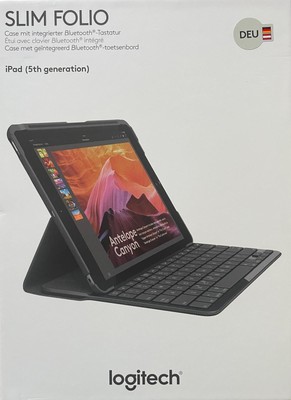 Logitech Sloim Folio DEU Tastatur für iPad (5. Generation) Deutsch QWERTY - Schwarz