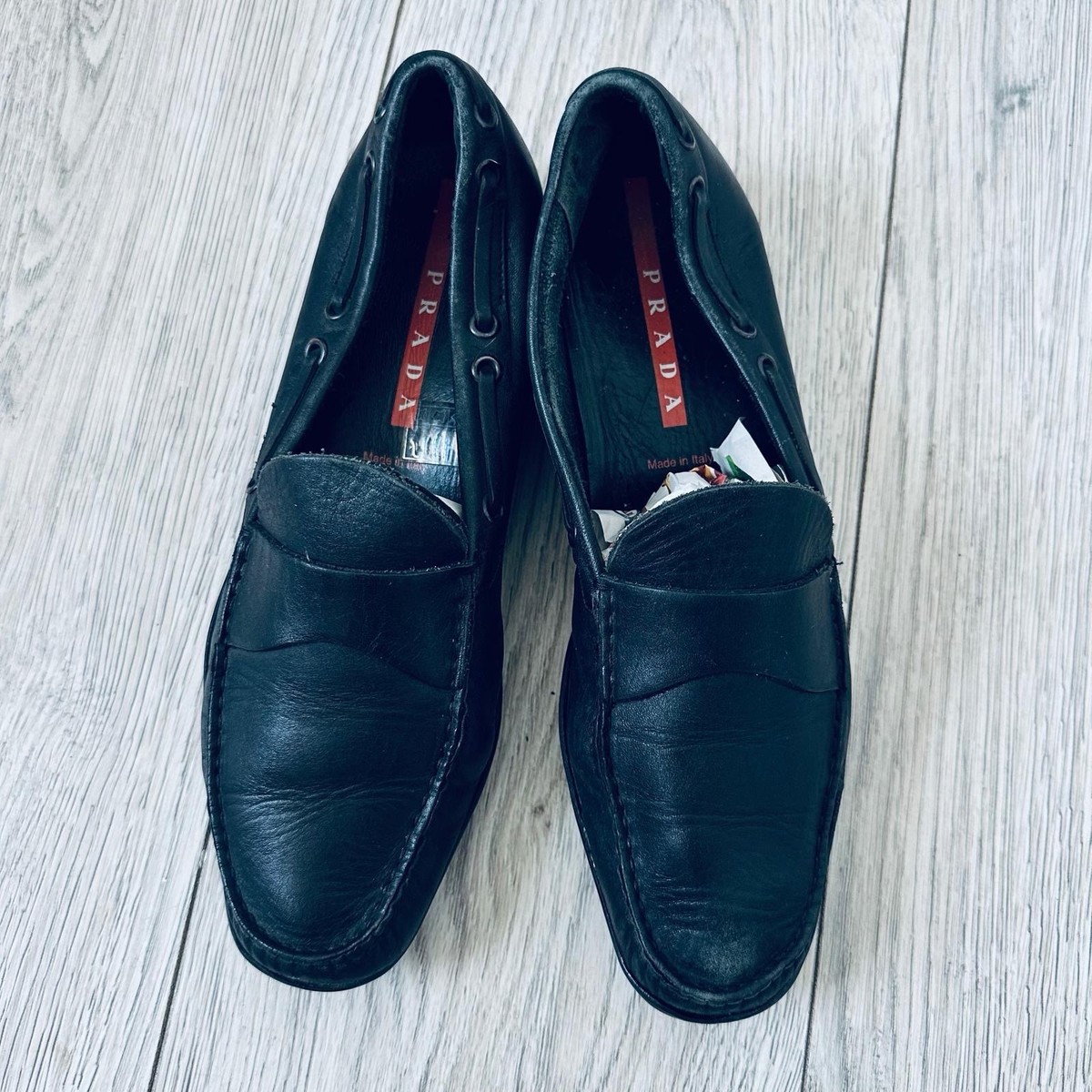 Prada MENS Loafers 8 Black Leather Driving Made In Italy EU‎ 7 Women 9.5 Black Leather driving shoes | PRADA - United States main image 3