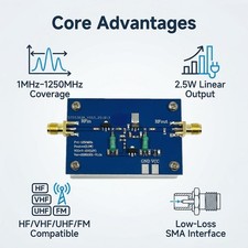 2.5W RF Power Amplifier 1-1250MHz HF VHF UHF FM Radio Frequency Power Amplifier