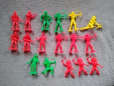Cowboys  Indians Assorted Toys Figurines Lot of 17 Plastic Colorful 70mm 2.75"
