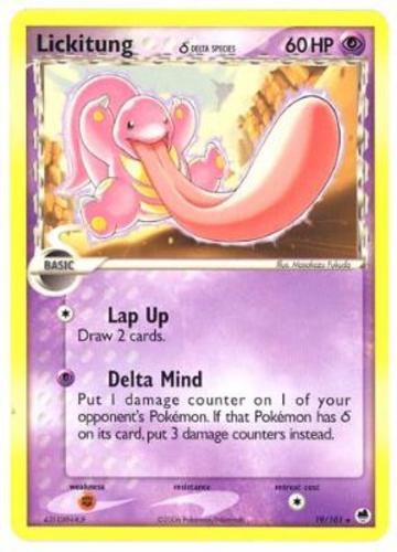 Lickitung (Delta Species) - 19/101 - Rare LP, English Pokemon EX Dragon Frontier