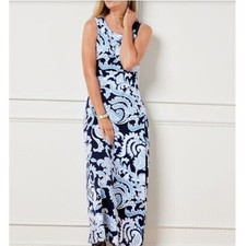 Talbots Jewel Line Sleeveless Dynamic Paisley Jersey Maxi Dress Womens Petite M