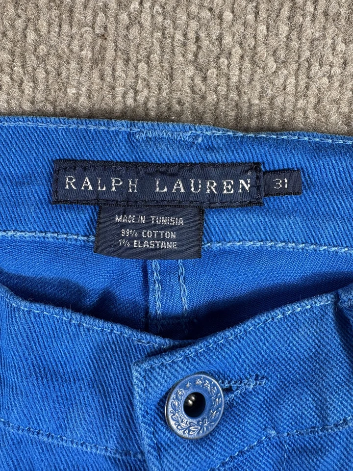 Pantalones de mezclilla Ralph Lauren para hombre 31 azules Thompson 650 elásticos bordados parche Foto 4 de 4