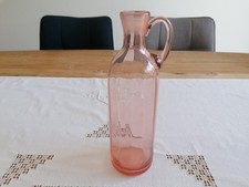 Petite Carafe Vintage à Facettes, Couleur Rose Poudré, En Verre Soufflé. 
