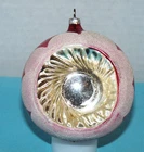 Vtg~3.25”~DEEP SWIRL INDENT~ Mica Scallop Trim~European~Hand Blown Xmas Ornament