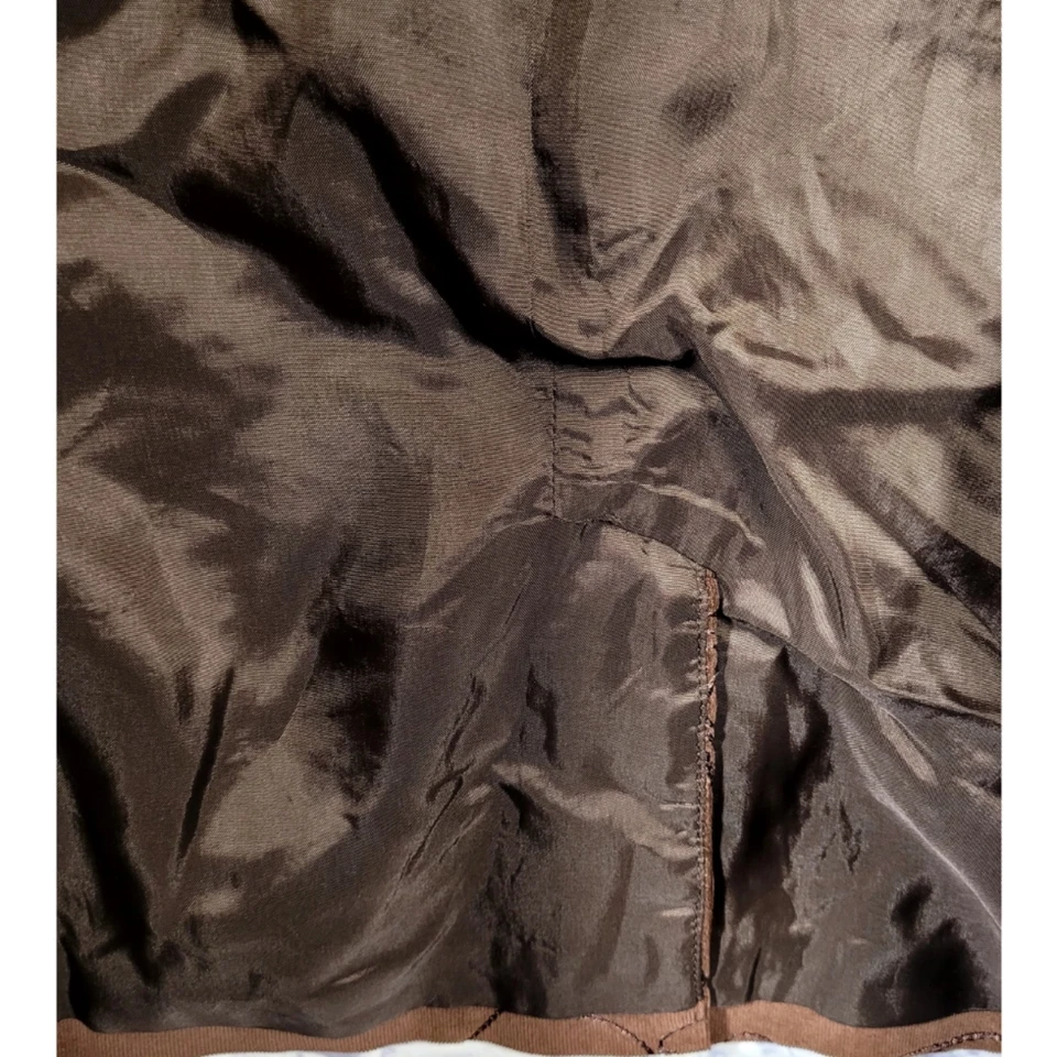 Chaqueta Blazer Olsen Europe Pana Marrón Bordada Talla 8 Floral Occidental Foto 4 de 4