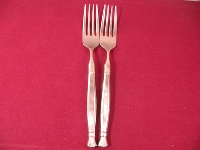 Set Of 2 Dinner Forks Oneida Act II Satin Cube Stainless Steel Flatware 8''