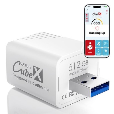 Piodata Ixflash Cube Auto Photo Backup While Charging 512Gb Usb Flash Drive For