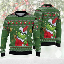 Grinch Ugly Woolen Christmas Sweater   Holid