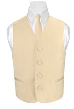 BOY'S Dress Vest  NeckTie Solid LIGHT BROWN Color Boys Neck Tie Set for Tuxedo