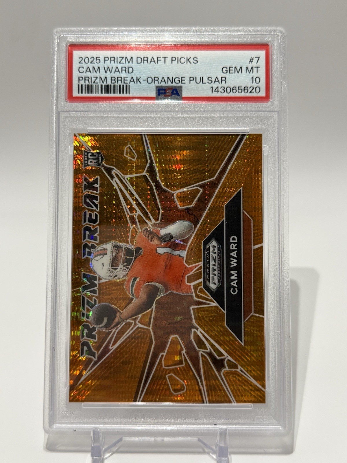 Cam Ward Panini Prizm Draft Picks Prizm Break #7 Orange Pulsar